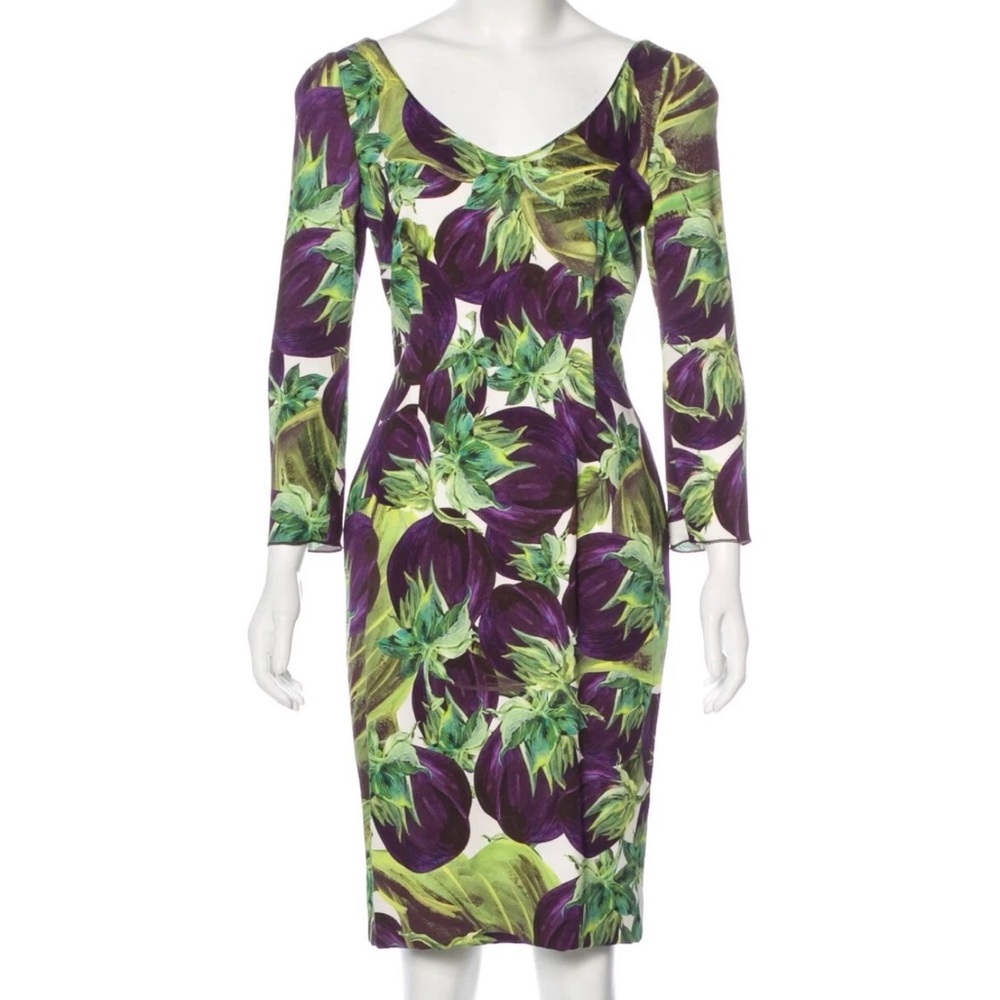 Dolce & Gabbana eggplant print Long Sleeve Dress